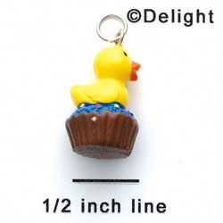 N1125+ tlf - Ducky on Cupcake - 3-D Handpainted Resin Charm (6 per package)