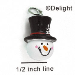 N1132+ tlf - Snowman Head with Top Hat - 3-D Handpainted Resin Charm (6 per package)