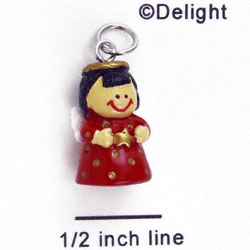 N1133+ tlf - Red Angel Holding Gold Heart - 3-D Handpainted Resin Charm (6 per package)