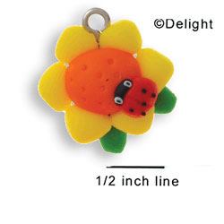 FM1005+ tlf - Sunflower with Ladybug - 3-D Fimo Charm  (6 per package)