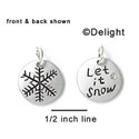 N1002+ - Let It Snow & Snowflake - Silver Resin Charm (6 Charms per package)