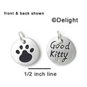 N1003+ - Good Kitty & Paw - Silver Resin Charm (6 Charms per package)