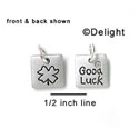 N1005+ - Good Luck & Four Leaf Clover - Silver Resin Charm (6 Charms per package)