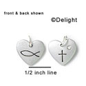 N1006+ - Christian Cross & Fish in Heart - Silver Resin Charm (6 Charms per package)