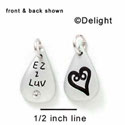 N1025+ - EZ 2 LUV & Heart - Silver Resin Charm (6 charms per package)