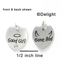 N1033+ - Good Girl with Halo & Gone Bad with Horns - Silver Resin Charm (6 charms per package)