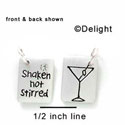 N1038+ - Shaken not Stirred & Martini - Silver Resin Charm (6 charms per package)