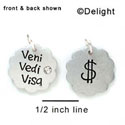N1049+ - Veni, Vedi, Visa & Dollar Sign - Silver Resin Charm (6 charms per package)