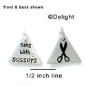 N1050+ - Runs with Scissors & Pair of Scissors - Silver Resin Charm (6 charms per package)