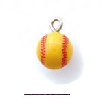 N1079+ tlf - Softball - 3-D Hand Painted Resin Charm (6 Charms per package)