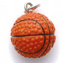 N1081+ tlf - Basketball - 3-D Hand Painted Resin Charm (6 Charms per package)