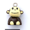 N1087+ tlf - Monkey - 3-D Hand Painted Resin Charm (6 Charms per package) 