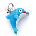 N1089+ tlf - Dolphin - 3-D Hand Painted Resin Charm (6 Charms per package) 