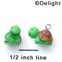 N1092+ tlf - Turtle - 3-D Hand Painted Resin Charm (6 Charms per package) 