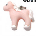 N1094+ tlf - Pink Pony - 3-D Hand Painted Resin Charm (6 Charms per package) 