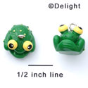 N1095+ tlf - Big Eyed Frog - 3-D Hand Painted Resin Charm (6 Charms per package) 
