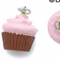 N1098+ tlf - Chocolate Cupcake with Pink Frosting and Sprinkles - 3-D Hand Painted Resin Charm (6 Charms per package) 