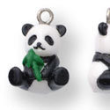 N1101+ tlf - Panda Bear - 3-D Hand Painted Resin Charm (6 Charms per package) 