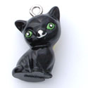 N1102+ tlf - Black Cat - 3-D Hand Painted Resin Charm (6 Charms per package) 