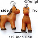 N1103+ tlf - Brown Pony - 3-D Hand Painted Resin Charm (6 per package)