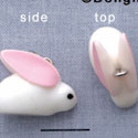 N1104+ tlf - White Big Earred Bunny - 3-D Hand Painted Resin Charm (6 per package)