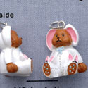 N1108+ tlf - Bear in Bunny Costume - 3-D Hand Painted Resin Charm (6 per package)