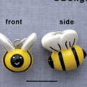 N1109+ tlf - Bumble Bee - 3-D Hand Painted Resin Charm (6 per package)