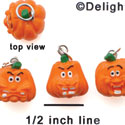 N1113+ tlf - 3 Assorted Funny Pumpkins - 3-D Hand Painted Resin Charm (6 per package)