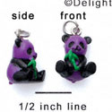 N1115+ tlf - Purple Panda Bear - 3-D Hand Painted Resin Charm (6 Charms per package) 