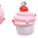 N1116+ tlf - White Cupcake with Pink Frosting and Sprinkles - 3-D Hand Painted Resin Charm (6 per package)