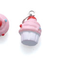 N1117+ tlf - Mini White Cupcake with Pink Frosting and Sprinkles - 3-D Handpainted Resin Charm (6 per package)