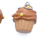 N1118+ tlf - Vanilla Cupcake with Chocolate Frosting and Sprinkles - 3-D Handpainted Resin Charm (6 per package)