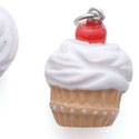 N1119+ tlf - Vanilla Cupcake with White Frosting and Cherry Top - 3-D Handpainted Resin Charm (6 per package)