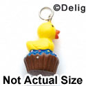 N1125+ tlf - Ducky on Cupcake - 3-D Handpainted Resin Charm (6 per package)