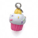 N1126+ tlf - Mini Pink Cupcake with White Frosting and Sprinkles - 3-D Handpainted Resin Charm (6 per package)