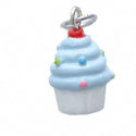 N1127+ tlf - Mini White Cupcake with Blue Frosting and Sprinkles - 3-D Handpainted Resin Charm (6 per package)