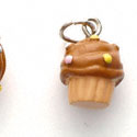 N1128+ tlf - Mini Vanilla Cupcake with Chocolate Frosting and Sprinkles - 3-D Handpainted Resin Charm (6 per package)