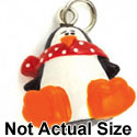 N1131+ tlf - Penguin with Red Scarf - 3-D Handpainted Resin Charm (6 per package)