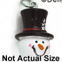 N1132+ tlf - Snowman Head with Top Hat - 3-D Handpainted Resin Charm (6 per package)