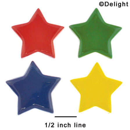0009F - Star Flat Bright Medium Assorted - Resin Decoration (12 per package)
