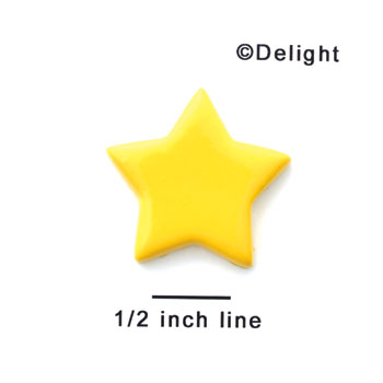 0009Y - Medium Yellow Flat Star - Resin Decoration (12 per package)