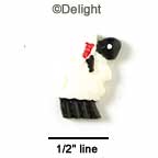 0030A* - Lamb White Bow Red Mini (Left & Right) - Resin Decoration (12 per package)