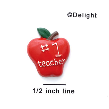 0055 ctlf - Apple - #1 Teacher Red Medium - Resin Decoration (12 per package)