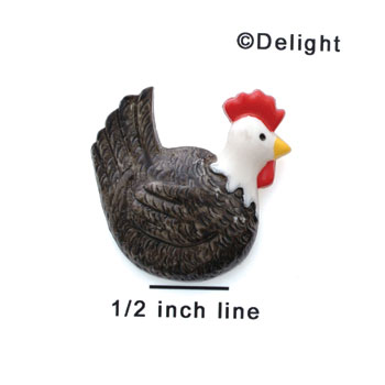 0061E - Rooster Gray - Resin Decoration (12 per package)