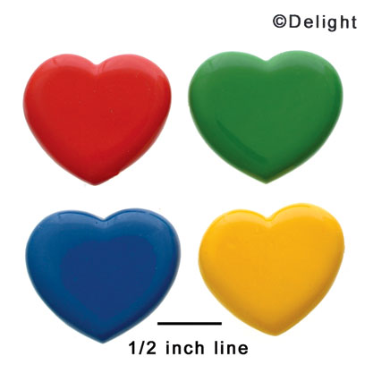 0214 ctlf - Heart - Assorted Colors Medium - Resin Decoration (12 per package)