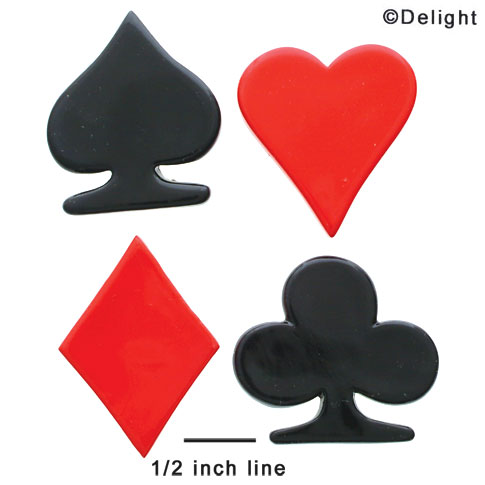 0226 - Card Suit - Red & Black Asst. - Resin Decoration (12 per package)