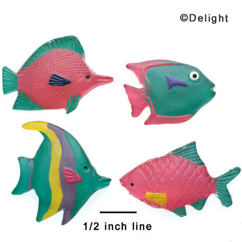 0285A* - Fish Crystal Teal Assorted - Resin Decoration (12 per package)