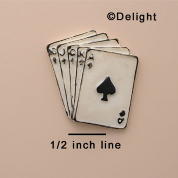 0534 - Card Hand - Black White Medium - Resin Decoration (12 per package)