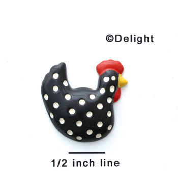 0722 - Rooster - Black White Spots - Resin Decoration (12 per package)