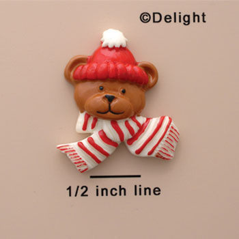 0858 - Bear Face - Scarf Medium - Resin Decoration (12 per package)